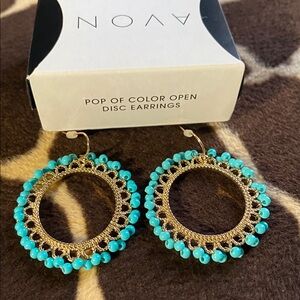 Avon Collection 2014 Pop of Aqua Color Open Disc Earrings